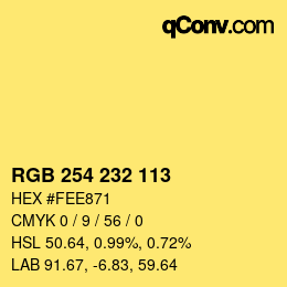 Color code: RGB 254 232 113 | qconv.com