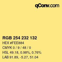 Color code: RGB 254 232 132 | qconv.com