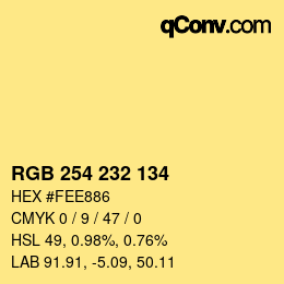 Color code: RGB 254 232 134 | qconv.com