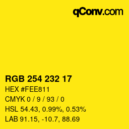 カラーコード: RGB 254 232 17 | qconv.com