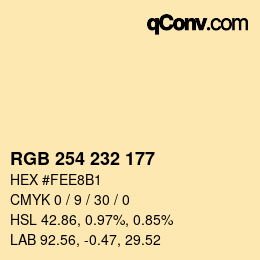 カラーコード: RGB 254 232 177 | qconv.com