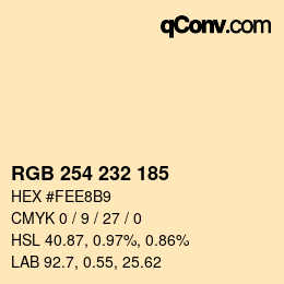 Color code: RGB 254 232 185 | qconv.com