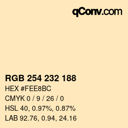 Color code: RGB 254 232 188 | qconv.com