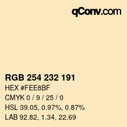Color code: RGB 254 232 191 | qconv.com