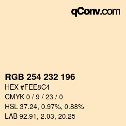 Color code: RGB 254 232 196 | qconv.com