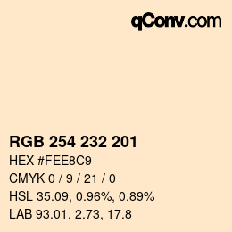 Color code: RGB 254 232 201 | qconv.com