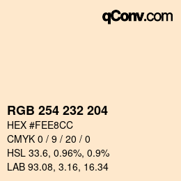 Color code: RGB 254 232 204 | qconv.com