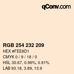 Color code: RGB 254 232 209 | qconv.com