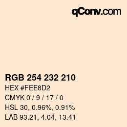 Color code: RGB 254 232 210 | qconv.com