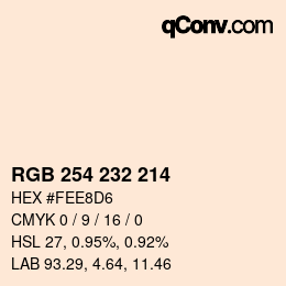 Color code: RGB 254 232 214 | qconv.com