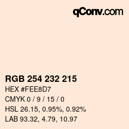 Color code: RGB 254 232 215 | qconv.com