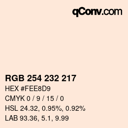 Color code: RGB 254 232 217 | qconv.com
