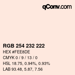 Color code: RGB 254 232 222 | qconv.com