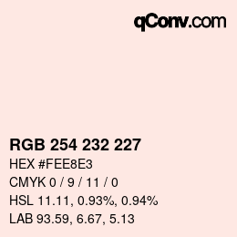 Color code: RGB 254 232 227 | qconv.com