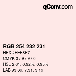 Color code: RGB 254 232 231 | qconv.com