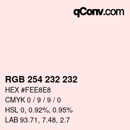 Color code: RGB 254 232 232 | qconv.com