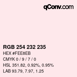 Color code: RGB 254 232 235 | qconv.com