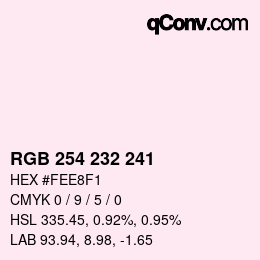 Color code: RGB 254 232 241 | qconv.com