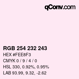 Color code: RGB 254 232 243 | qconv.com
