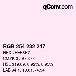 Color code: RGB 254 232 247 | qconv.com