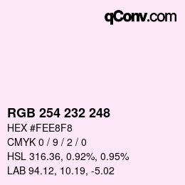 Color code: RGB 254 232 248 | qconv.com