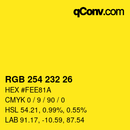 Color code: RGB 254 232 26 | qconv.com