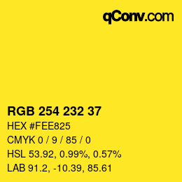 Color code: RGB 254 232 37 | qconv.com