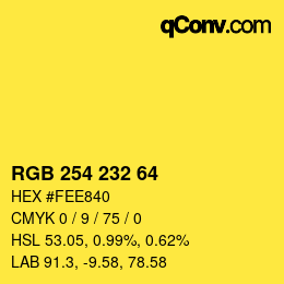 Color code: RGB 254 232 64 | qconv.com
