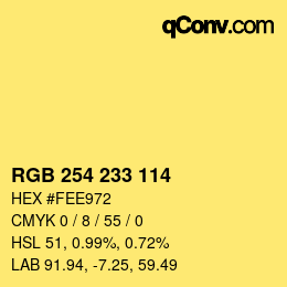 Color code: RGB 254 233 114 | qconv.com
