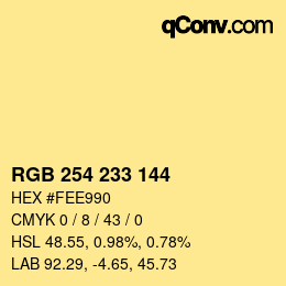 Color code: RGB 254 233 144 | qconv.com