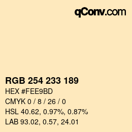 Color code: RGB 254 233 189 | qconv.com