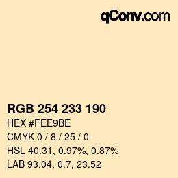 颜色代码: RGB 254 233 190 | qconv.com