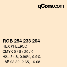 Color code: RGB 254 233 204 | qconv.com