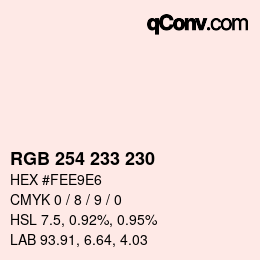 Color code: RGB 254 233 230 | qconv.com