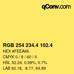 カラーコード: RGB 254 234.4 102.4 | qconv.com