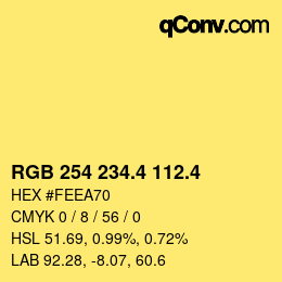 カラーコード: RGB 254 234.4 112.4 | qconv.com