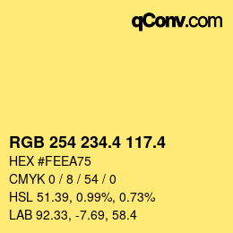 カラーコード: RGB 254 234.4 117.4 | qconv.com