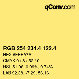 カラーコード: RGB 254 234.4 122.4 | qconv.com