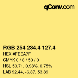 カラーコード: RGB 254 234.4 127.4 | qconv.com