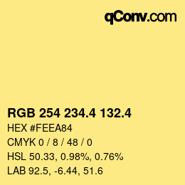 カラーコード: RGB 254 234.4 132.4 | qconv.com