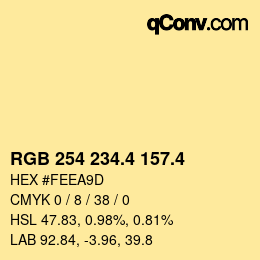 カラーコード: RGB 254 234.4 157.4 | qconv.com