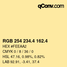 カラーコード: RGB 254 234.4 162.4 | qconv.com