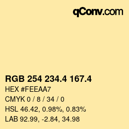 カラーコード: RGB 254 234.4 167.4 | qconv.com