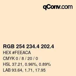 カラーコード: RGB 254 234.4 202.4 | qconv.com