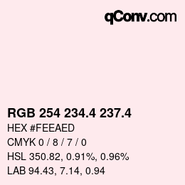 カラーコード: RGB 254 234.4 237.4 | qconv.com