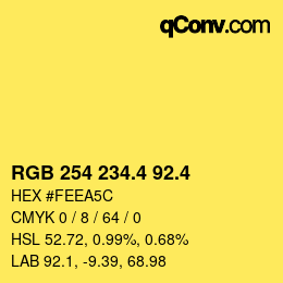 カラーコード: RGB 254 234.4 92.4 | qconv.com