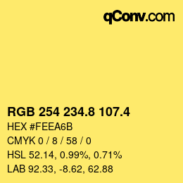 カラーコード: RGB 254 234.8 107.4 | qconv.com
