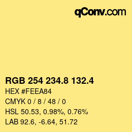カラーコード: RGB 254 234.8 132.4 | qconv.com
