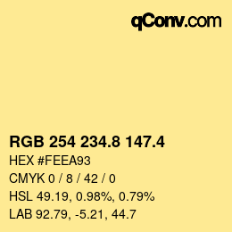 カラーコード: RGB 254 234.8 147.4 | qconv.com