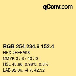カラーコード: RGB 254 234.8 152.4 | qconv.com